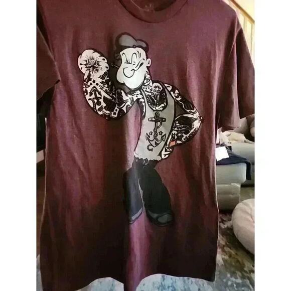 Popeye The Sailorman Muscles T Shirt Cartoon Comic Tattoo Sz Medium CR6 NWT - Picture 1 of 5